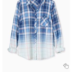 Blue and pink plaid shirt